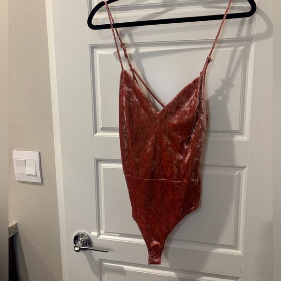Lulus Velvet Bodysuit - Dusty Rose - Picture 3 of 3